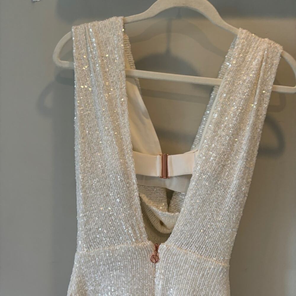Nookie Pandora Plunge Sequin Mini Dress in White - Picture 8 of 10